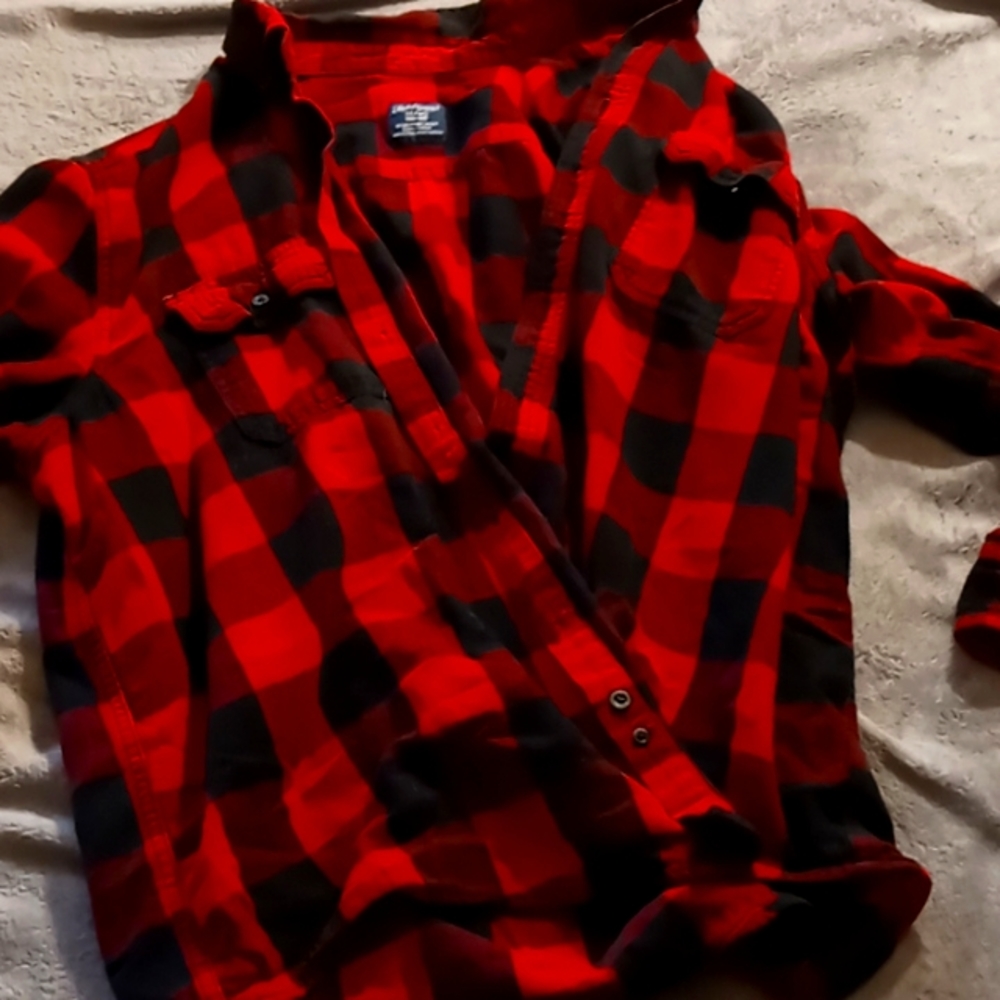 Men's Faded Glory Red And Black Flannel Shirt, Nice Condition